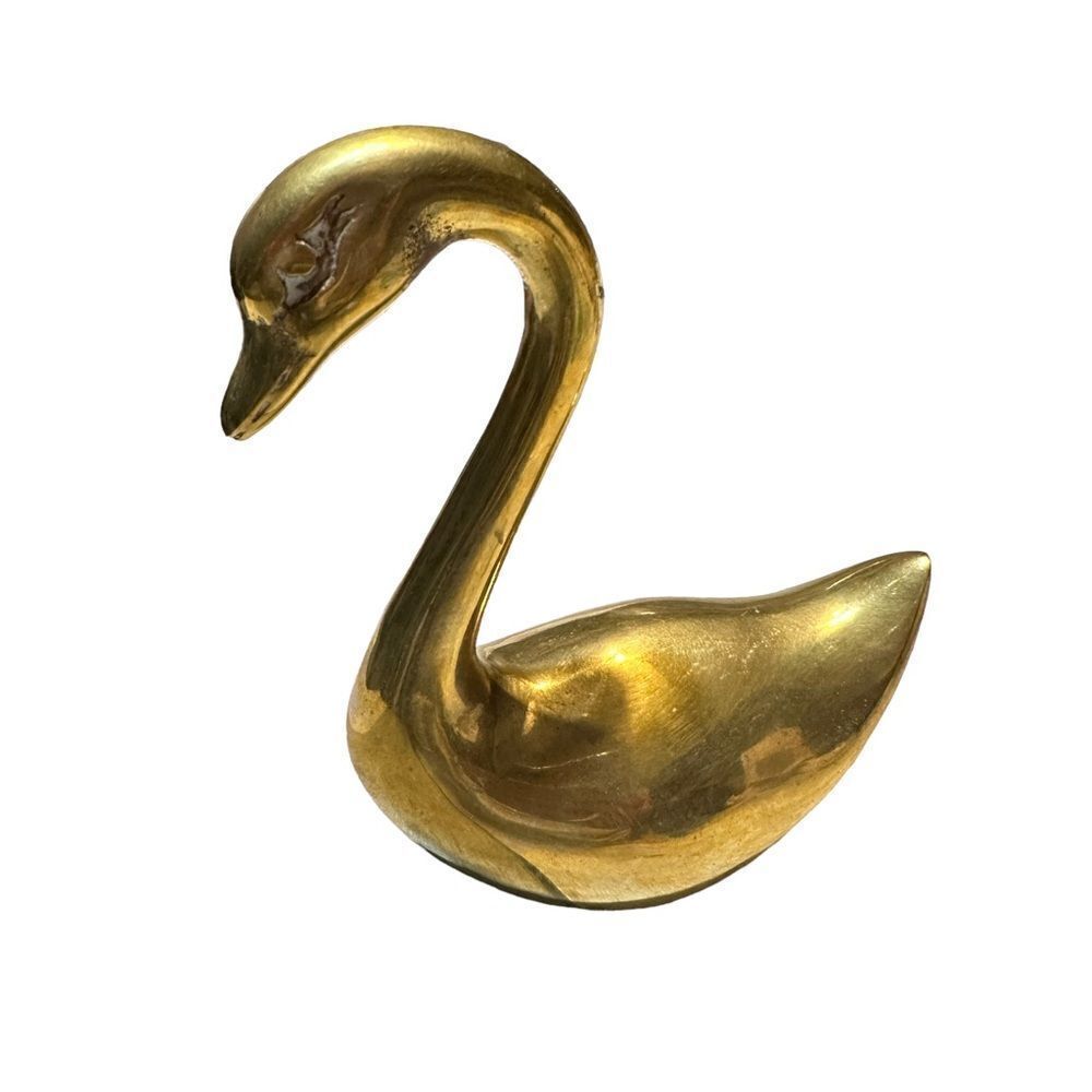Vintage Solid Brass Swann